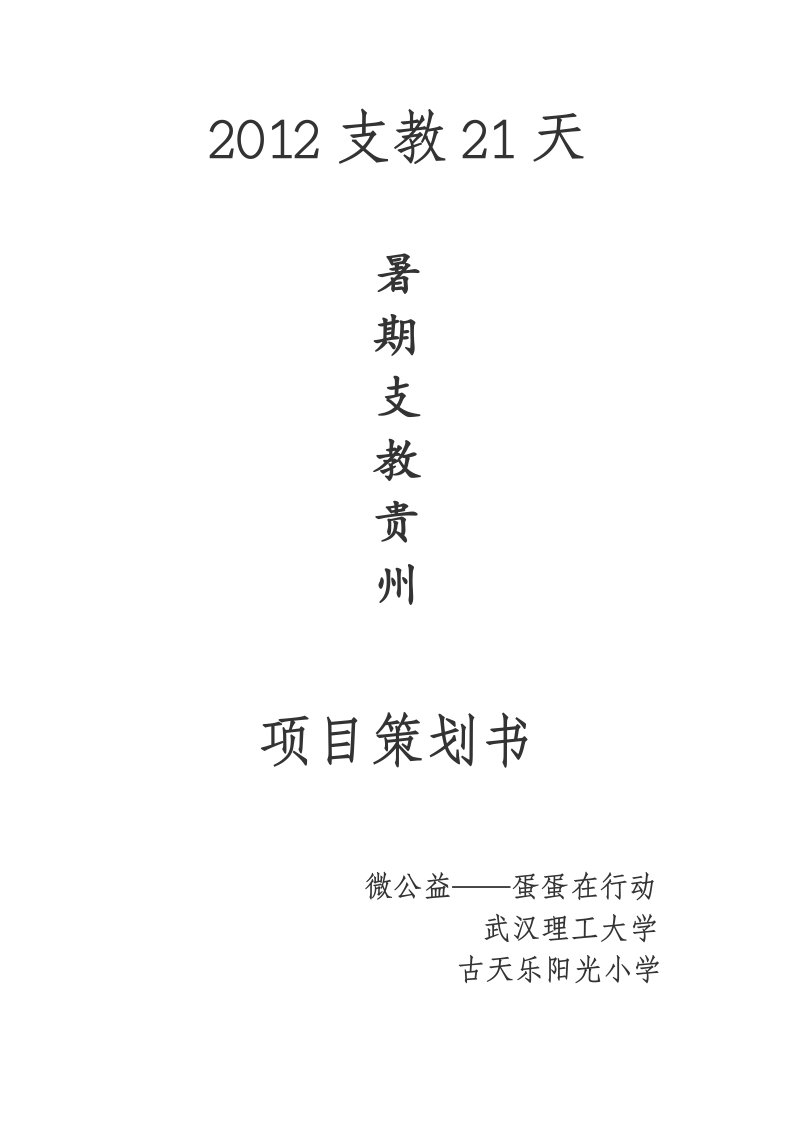 阳光小学暑期支教策划