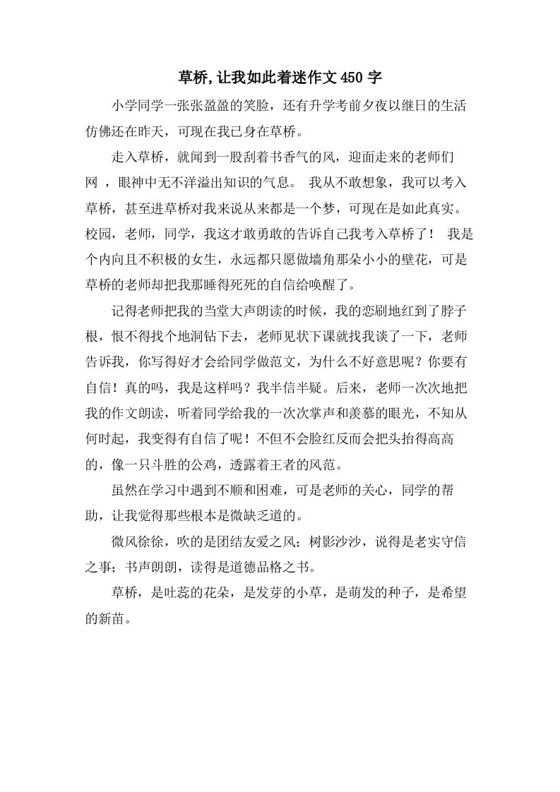 草桥,让我如此着迷作文450字