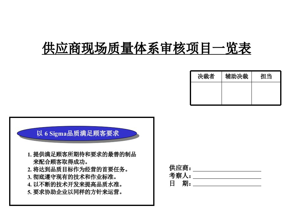 供应商质量现场审核要点