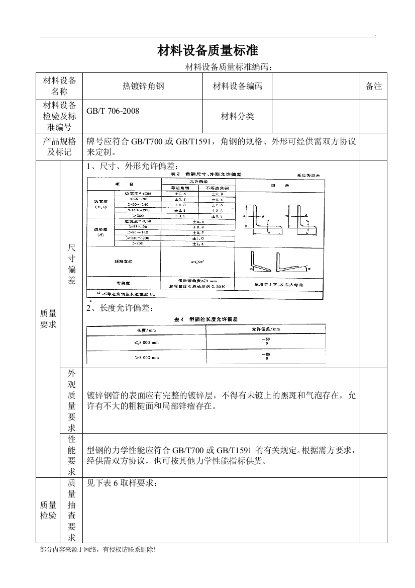 热镀锌角钢技术标准