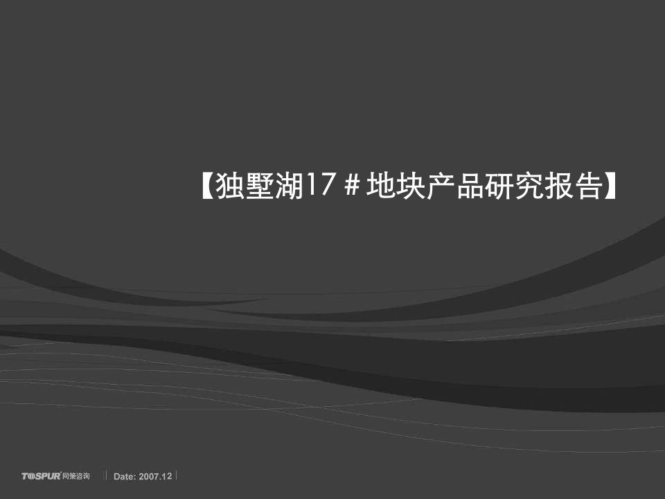 2007苏州园区独墅湖17号地块项目产品研究报告