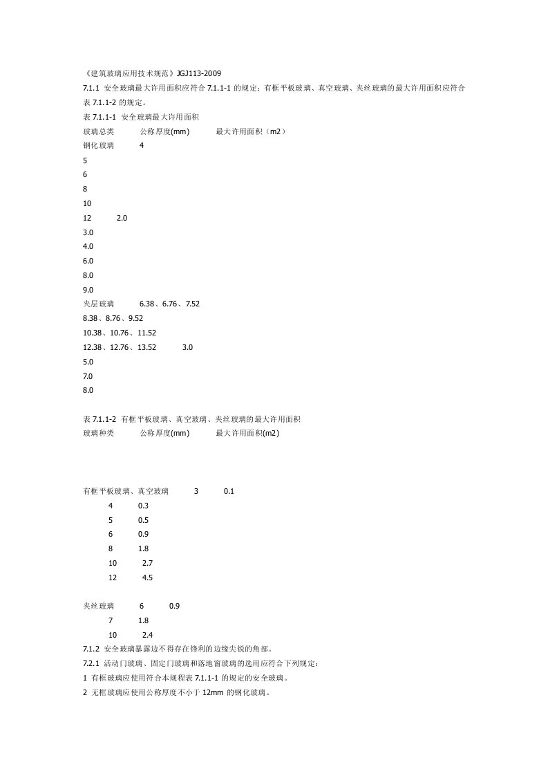 工程建筑安全玻璃及防护栏杆有关规范条文