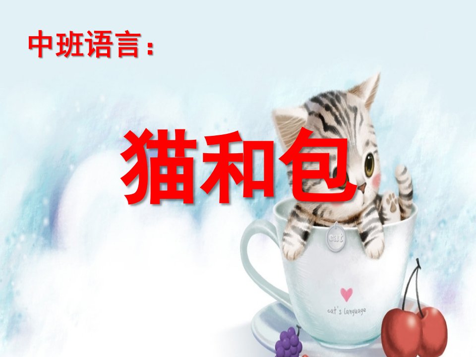 中班语言绕口令《猫和包》PPT课件教案猫和包