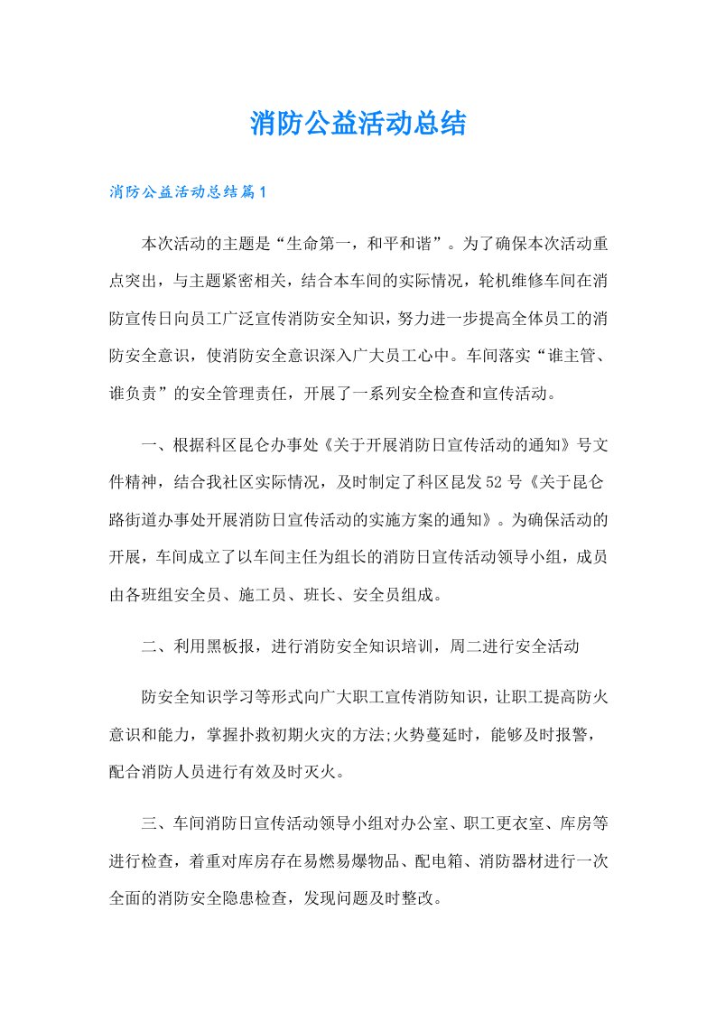 消防公益活动总结