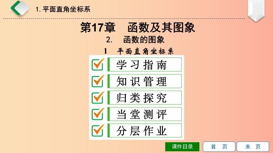 2019年春八年级数学下册第17章函数及其图象17.2函数的图象1平面直角坐标系课件新版华东师大版