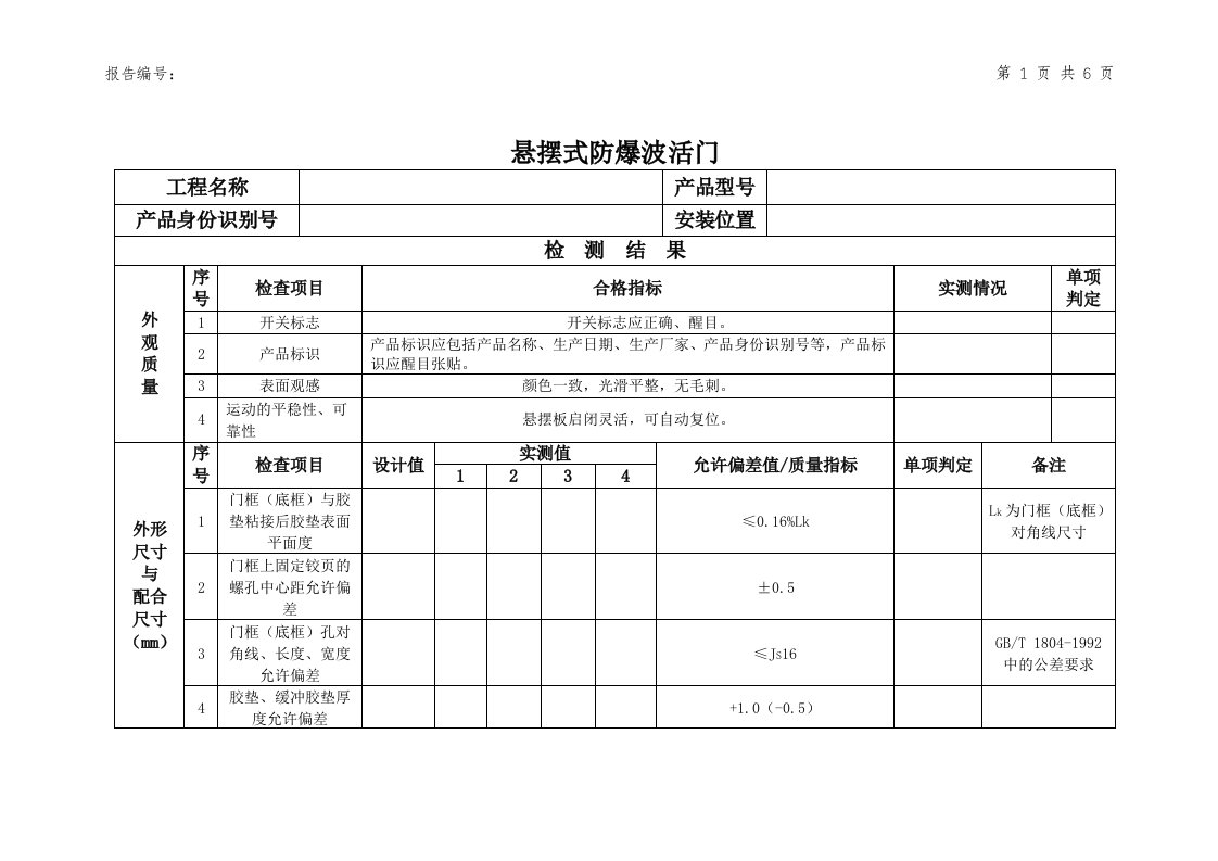 悬摆式防爆波活门