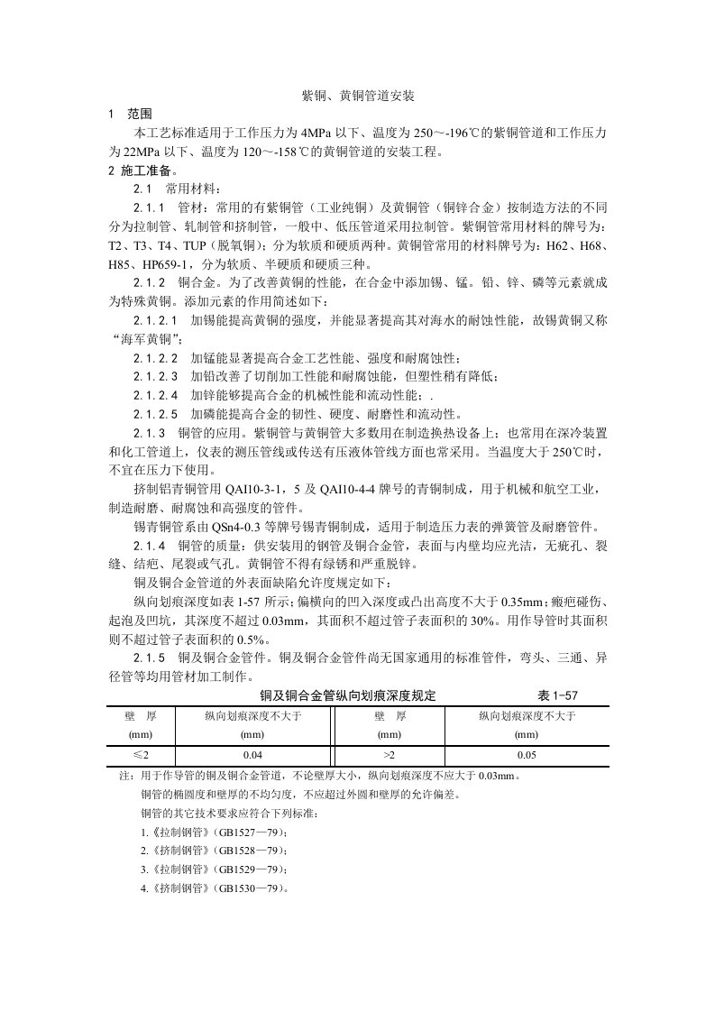 施工组织-018紫铜黄铜管道安装工艺