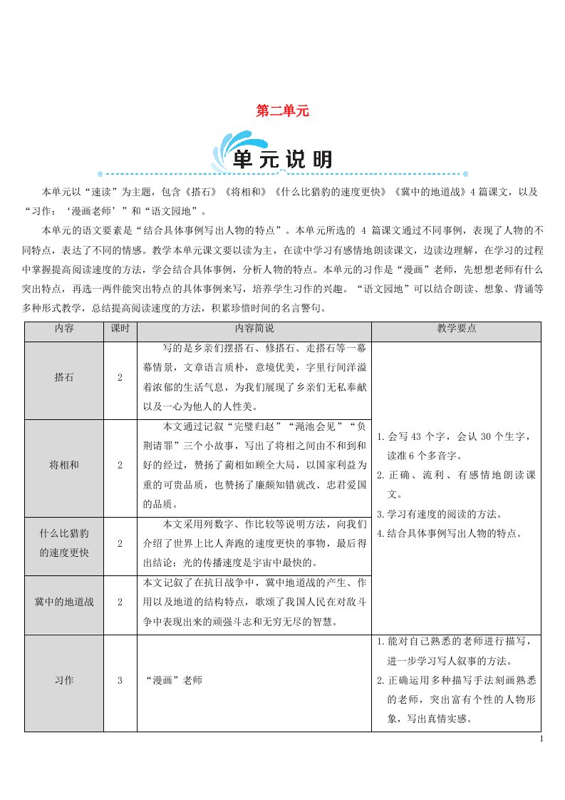 五年级语文上册第二单元5搭石教案新人教版