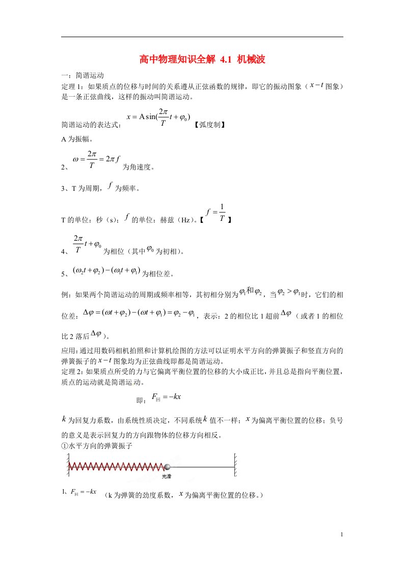 高中物理知识全解