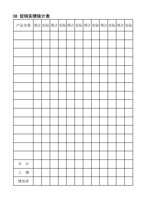 表格模板-08促销实绩统计表