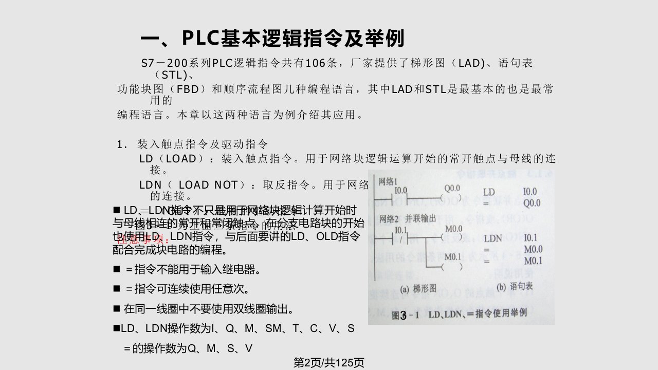 PLC的基本逻辑指令及举例