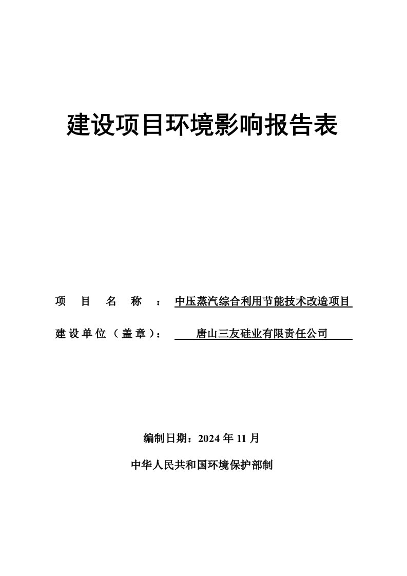 中压蒸汽综合利用节能技术改造项目