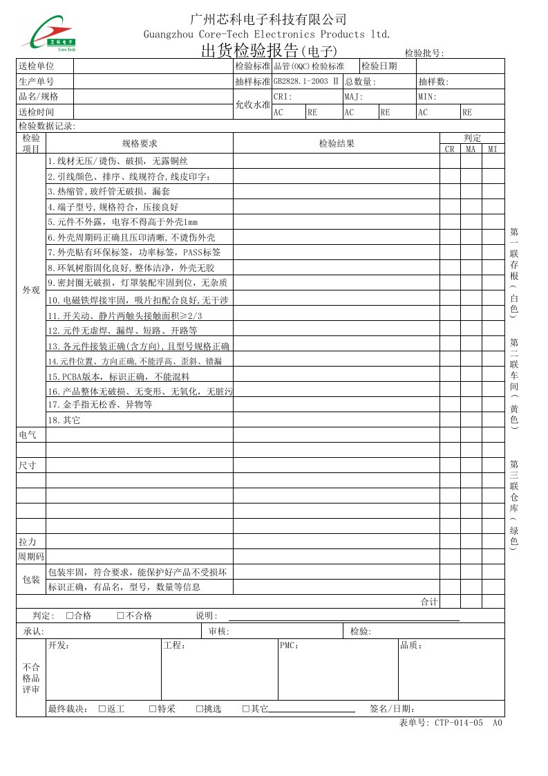 电子出货检验报告