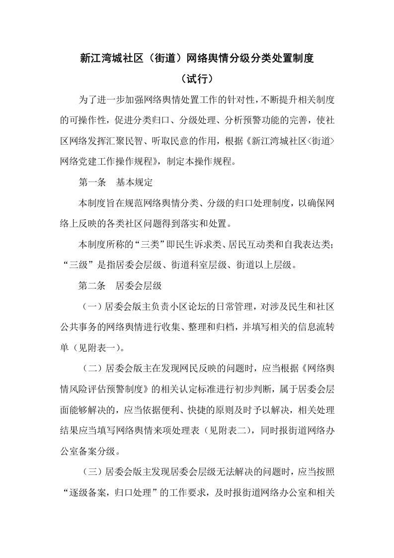 网络舆情分级分类工作制度