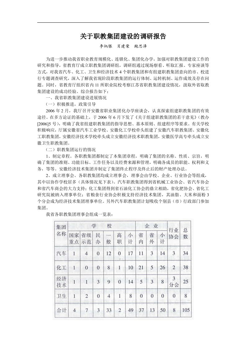 关于职教集团建设的调研报告.doc