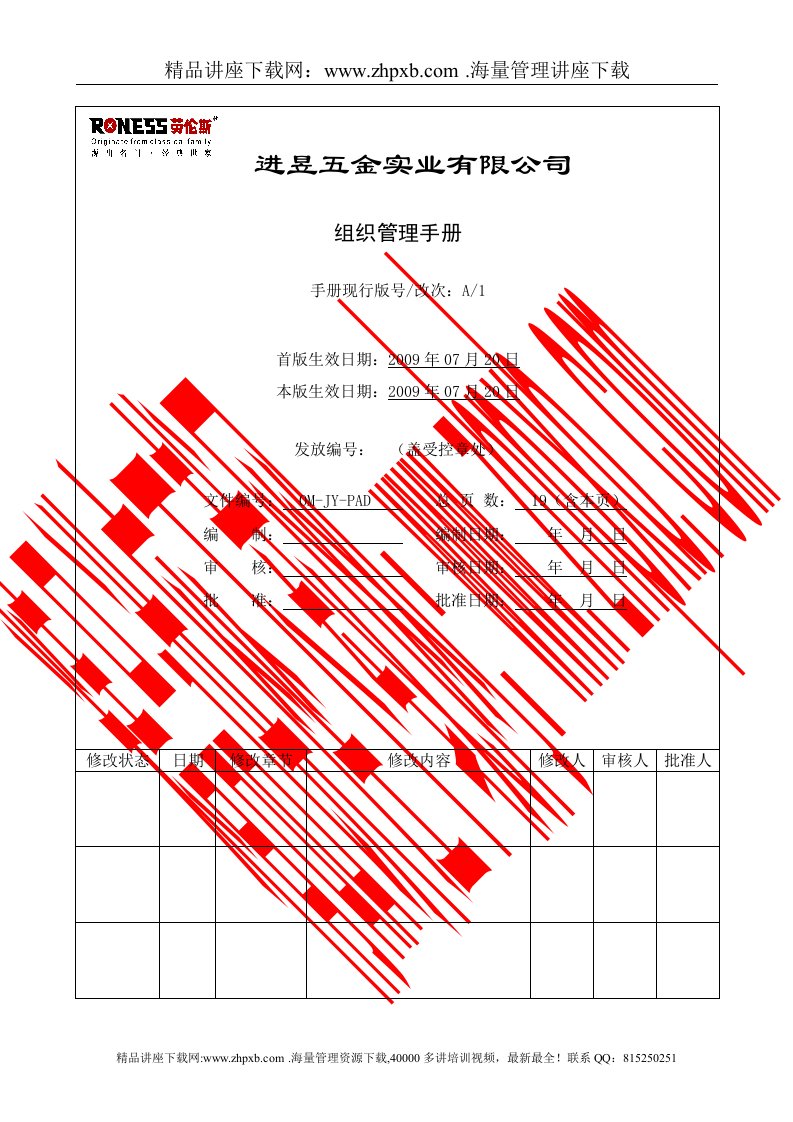 人事行政部组织管理手册(1)