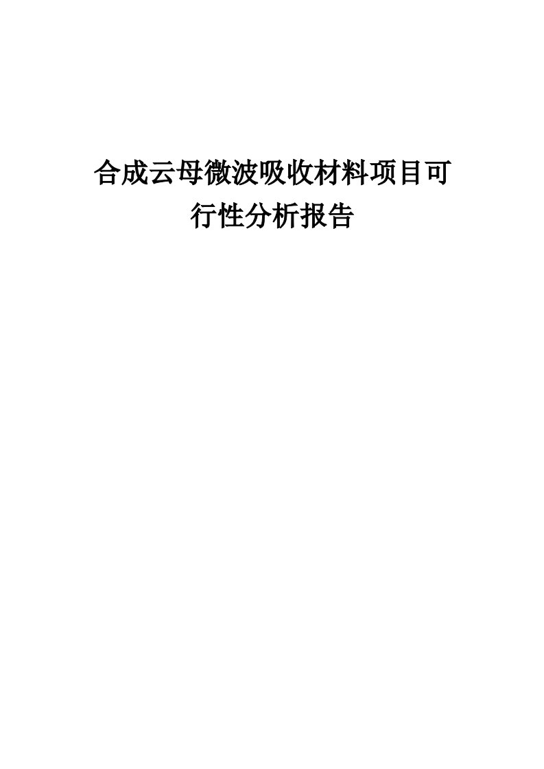 2024年合成云母微波吸收材料项目可行性分析报告