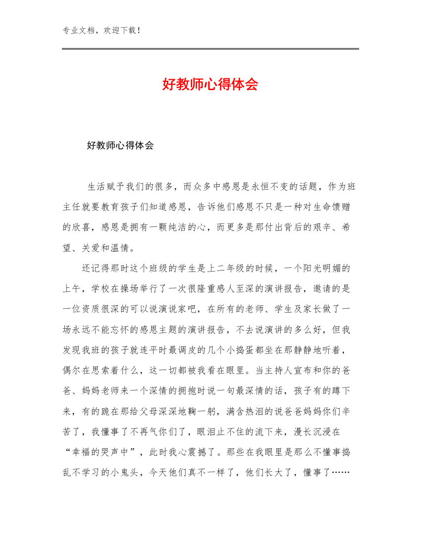 好教师心得体会范文15篇