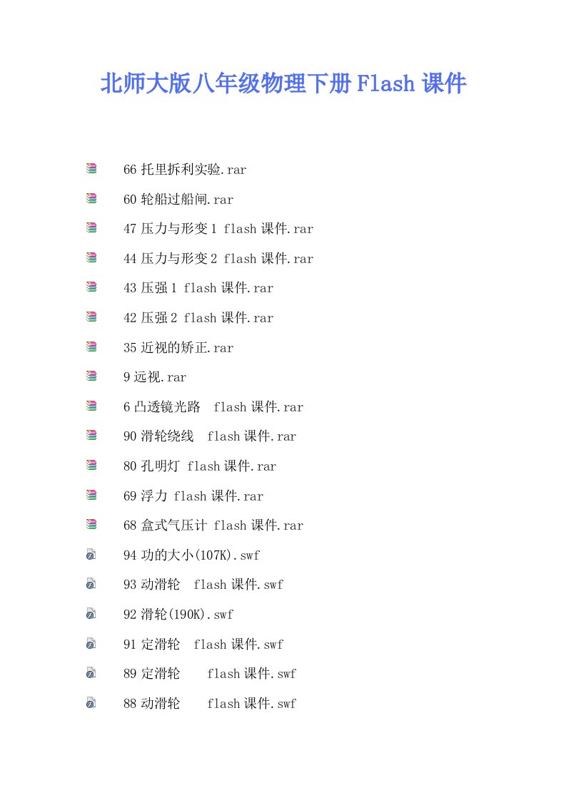 北师大版八年级物理下册Flash课件