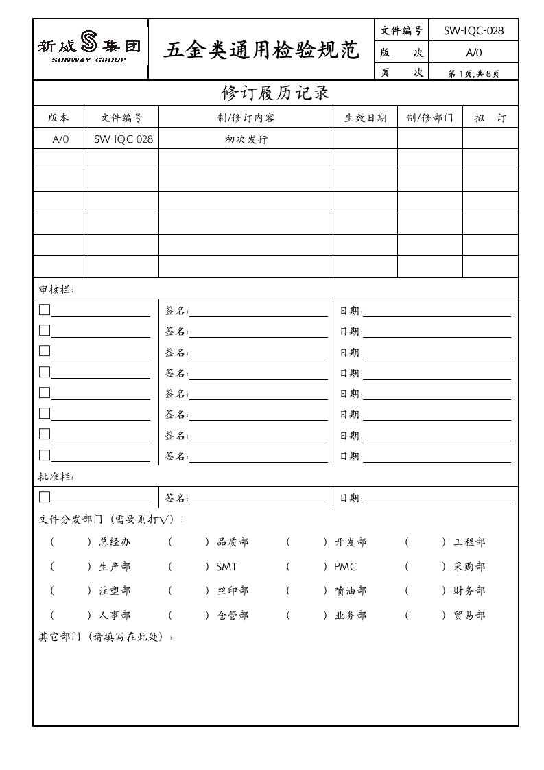 五金类通用检验规范