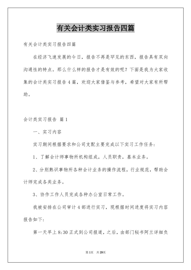 有关会计类实习报告四篇例文