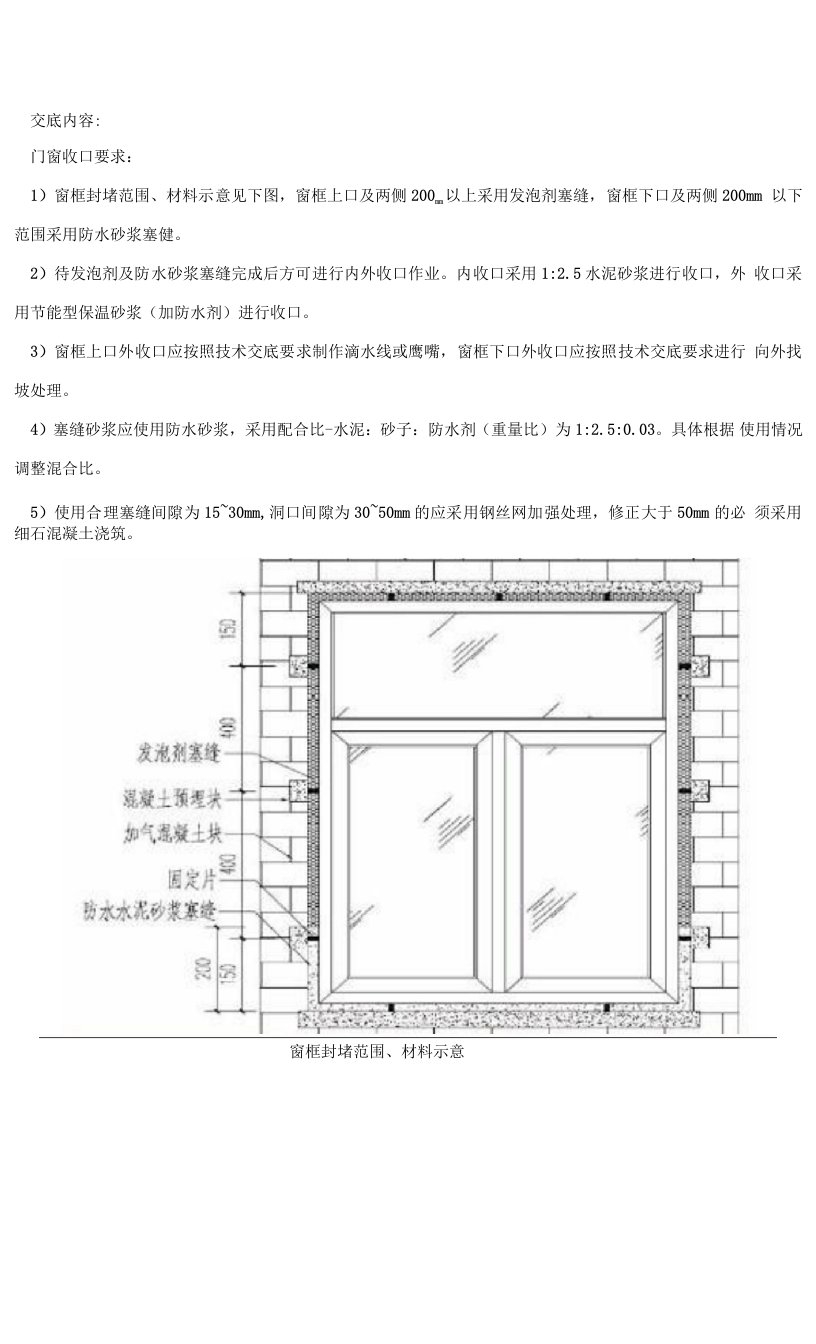 151-门窗下口收口施工技术交底