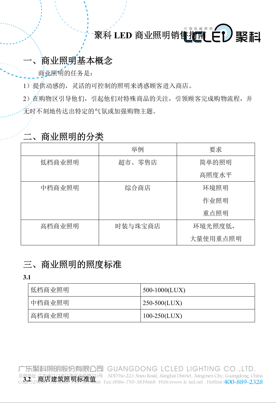 聚科商业照明销售指南