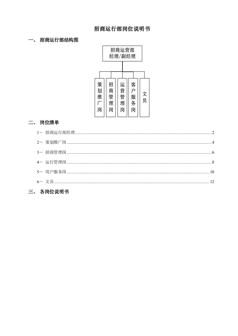 招商运营部岗位说明指导书