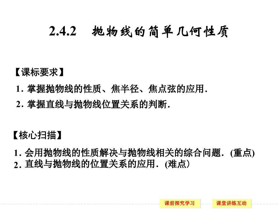 高中数学2-4-2抛物线的简单几何性质