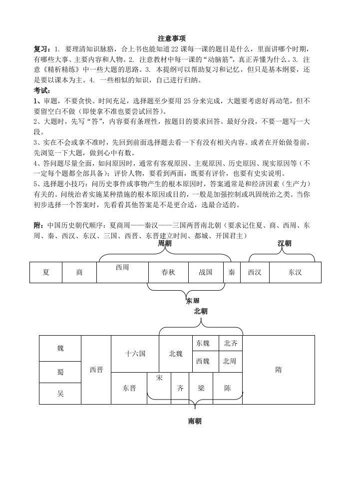 七年级上历史复习资料