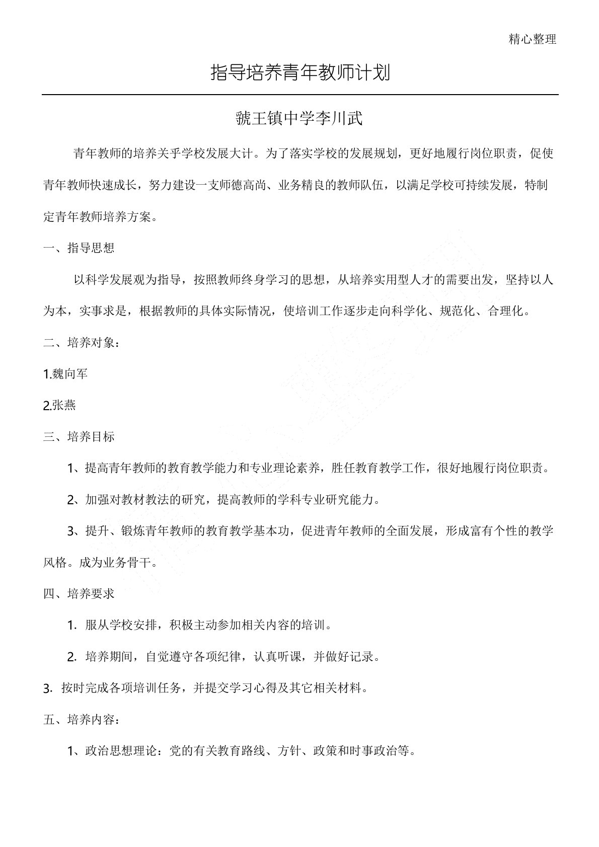 指导培养青年教师方法