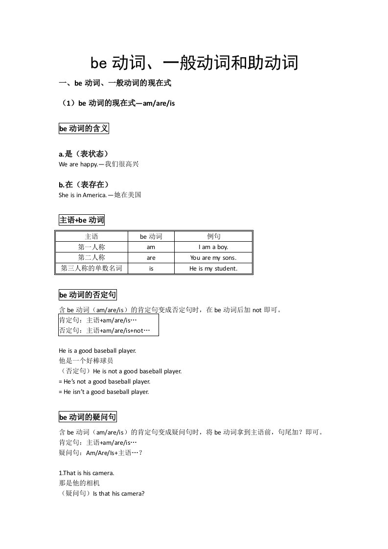 be动词、一般动词和助动词