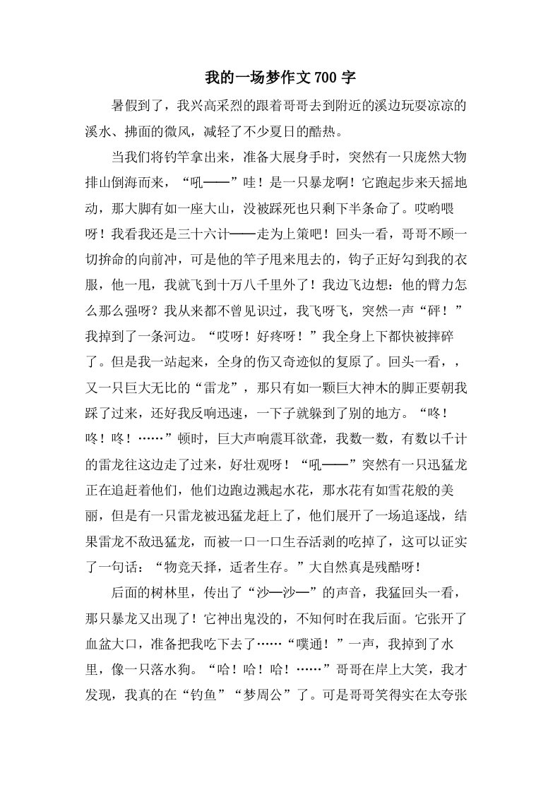 我的一场梦作文700字