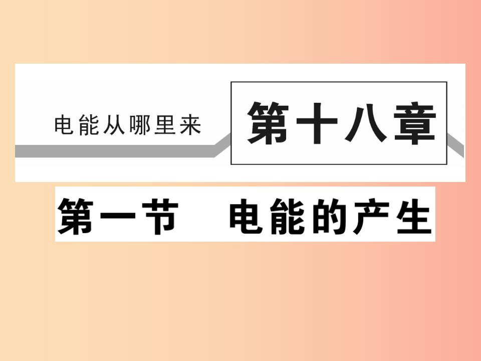 2019秋九年级物理全册第十八章第一节电能的产生习题课件新版沪科版