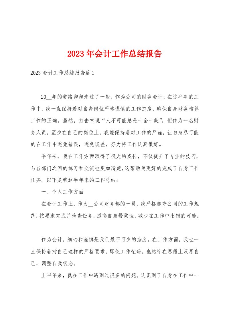 2023年会计工作总结报告