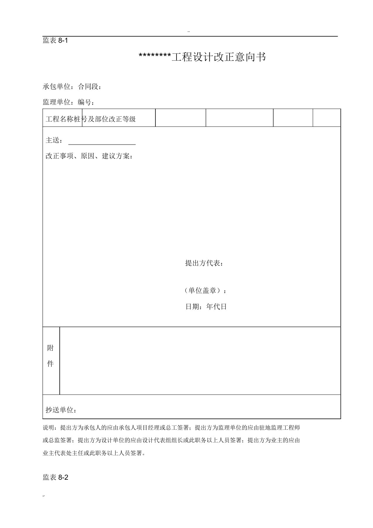 工程设计变更表格