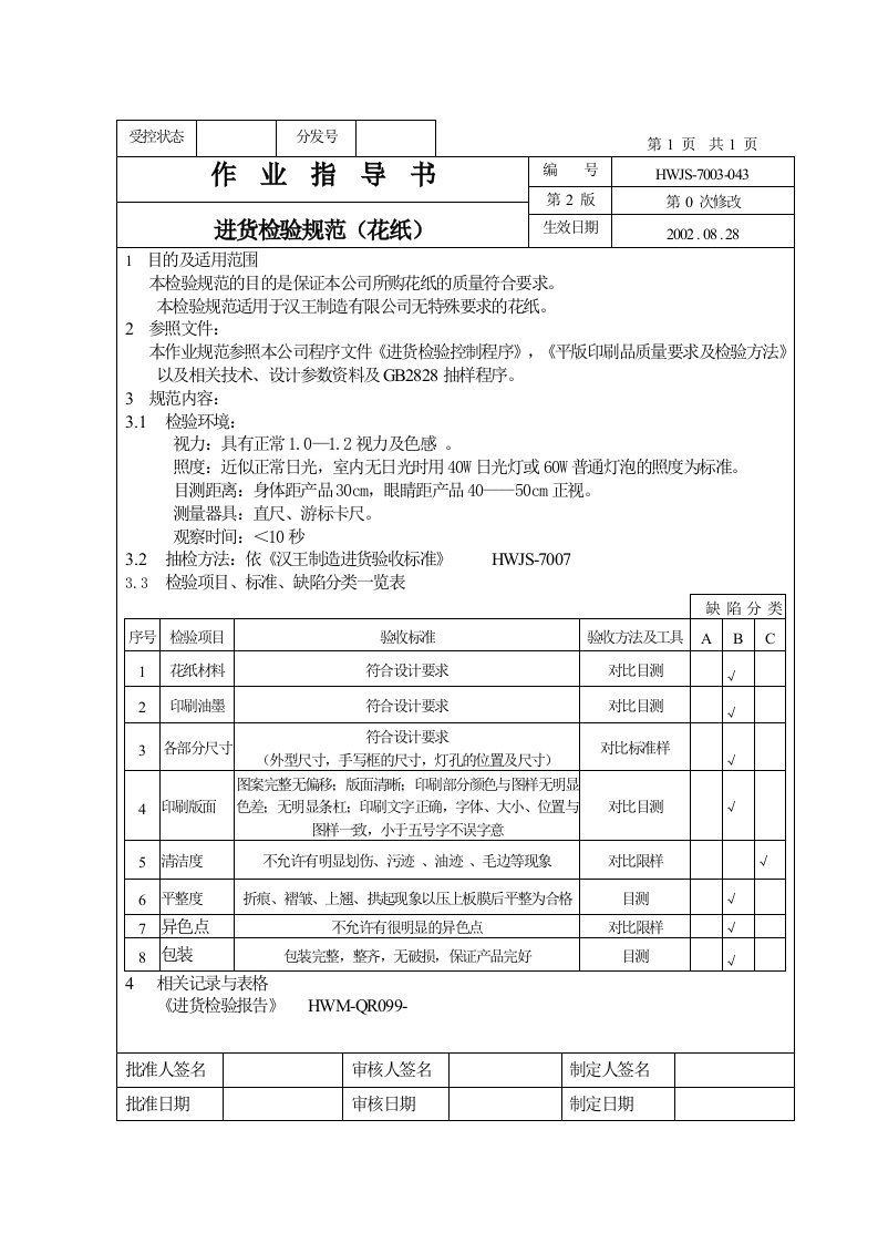 电子行业IQC进货检验规范之一8