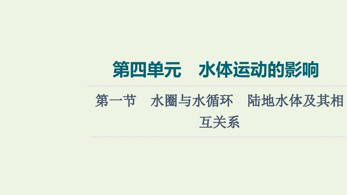 2022版新教材高考地理一轮复习第4单元水体运动的影响第1节水圈与水循环陆地水体及其相互关系课件鲁教版