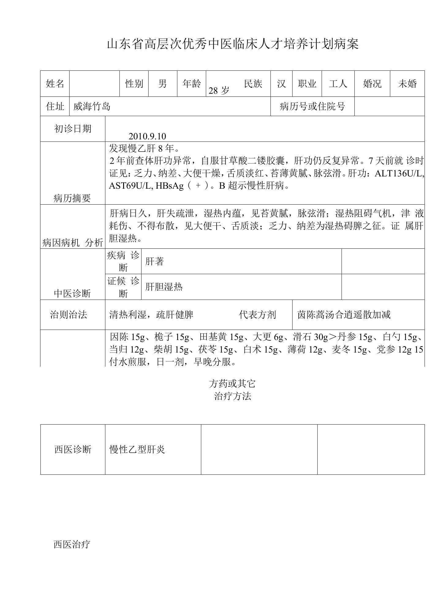 33中医优才病案整理