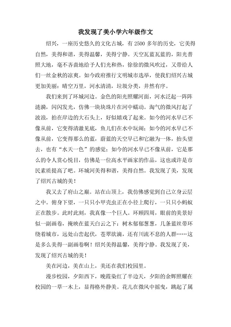 我发现了美小学六年级作文