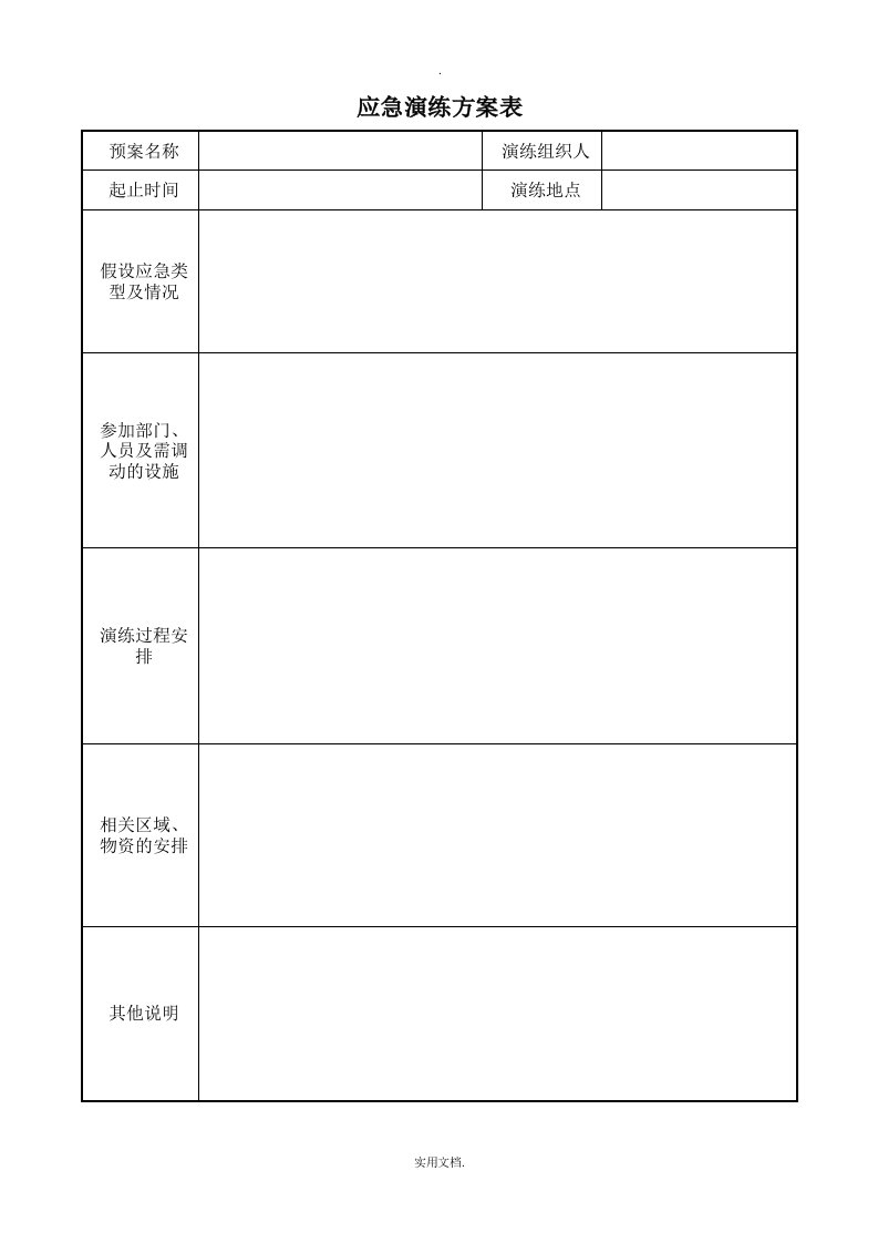 应急演练计划表及记录表