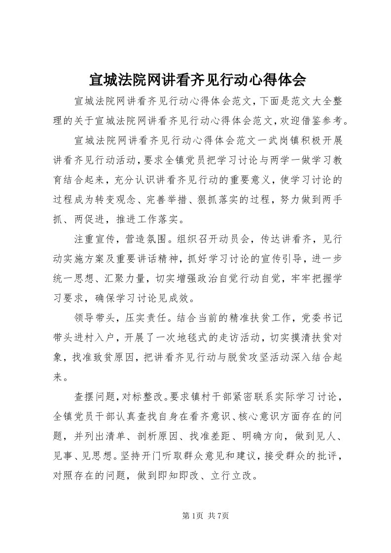 7宣城法院网讲看齐见行动心得体会