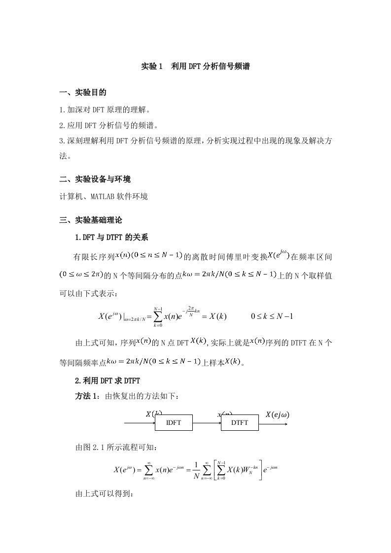 数字信号处理实验报告完整版