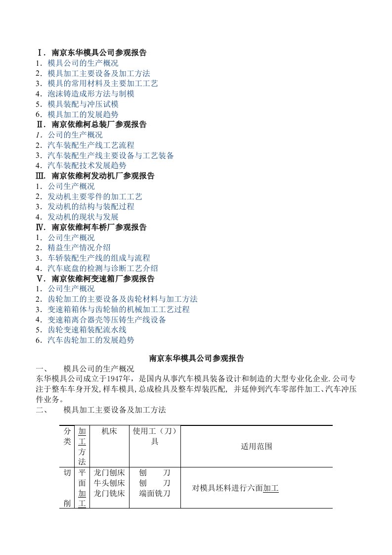 南工大生产实习之南京依维柯各分公司参观报告