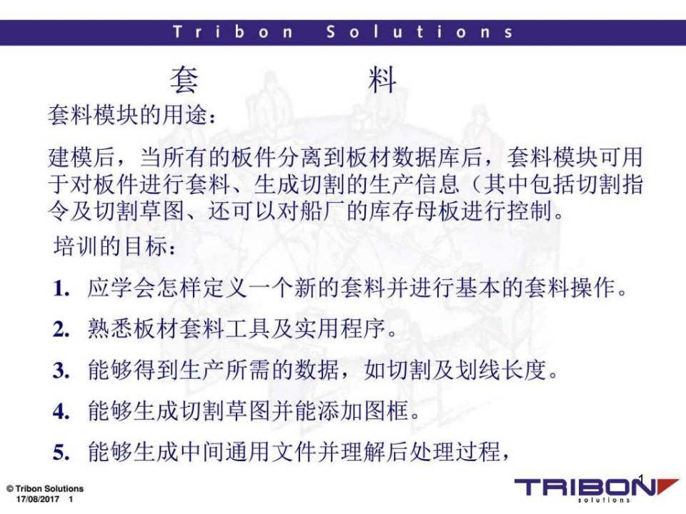 船舶设计软件-TRIBON-nesting船体套料ppt课件