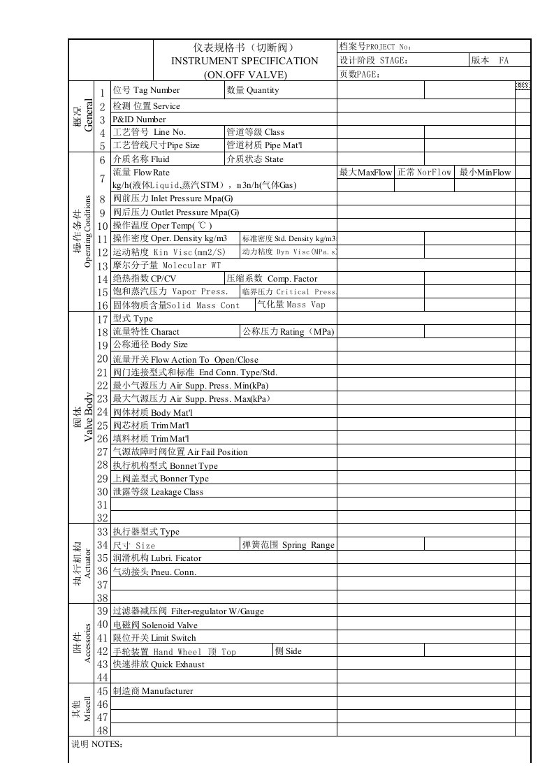 工程资料-切断阀规格书