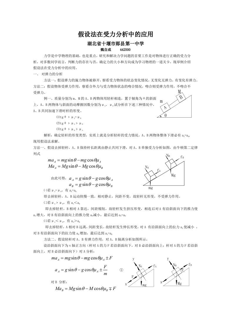 假设法在受力分析中的应用