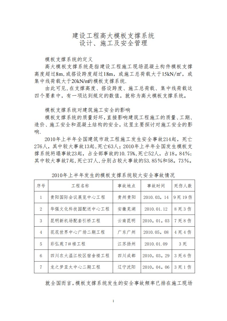 建设工程高大模板支撑系统