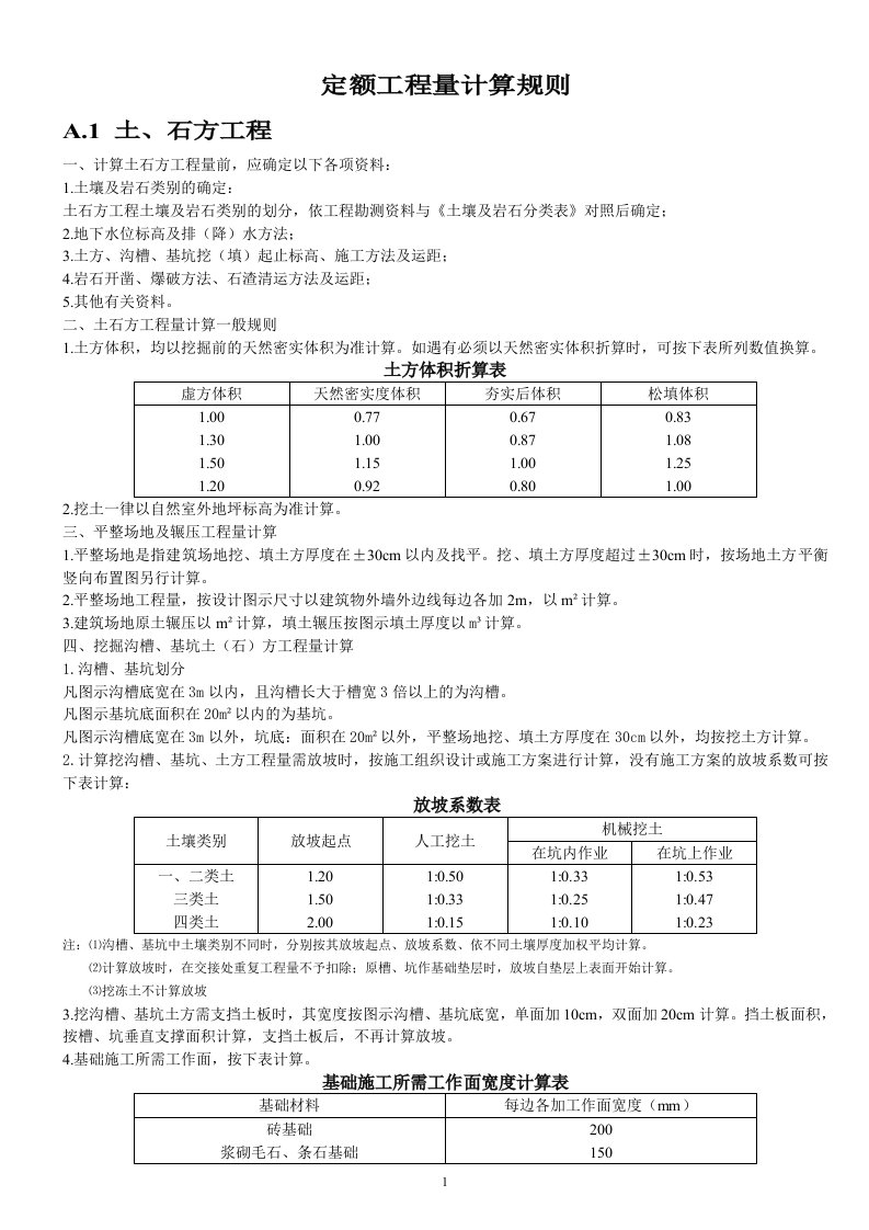 辽宁省2008定额工程量计算规则