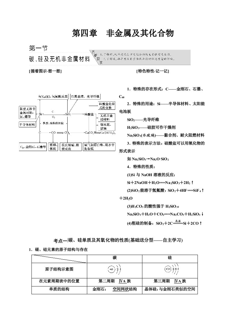 高中化学必修一非金属及其化合物